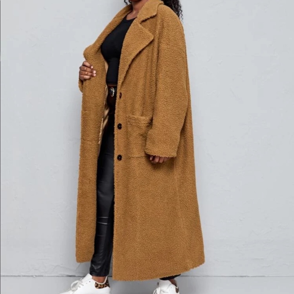 Women’s Camel Teddy Bear Coat - Picture 2 of 4